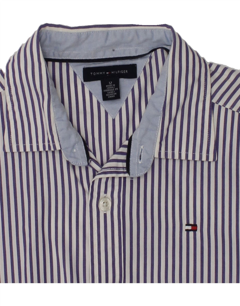 TOMMY HILFIGER Boys Shirt 11-12 Years Purple Pinstripe Cotton | Vintage Tommy Hilfiger | Thrift | Second-Hand Tommy Hilfiger | Used Clothing | Messina Hembry 