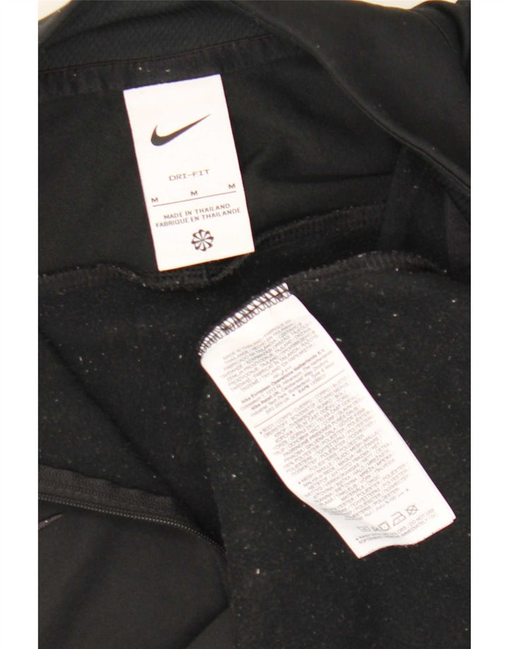 Nike Mens Dri Fit Zip Neck Pullover Tracksuit Top Medium Black Polyester
