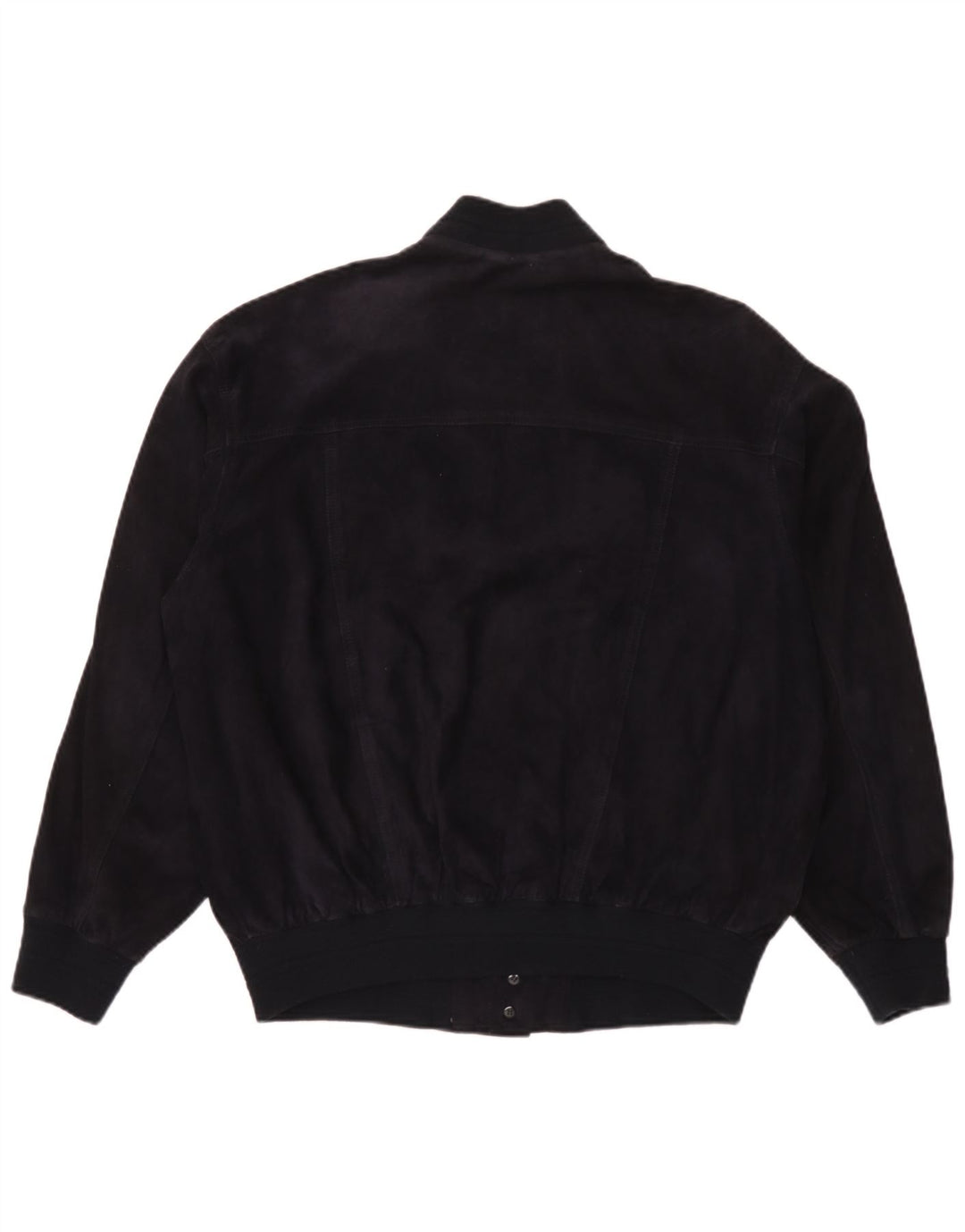 Vintage Mens Suede Bomber Jacket IT 50 Large Navy Blue Leather