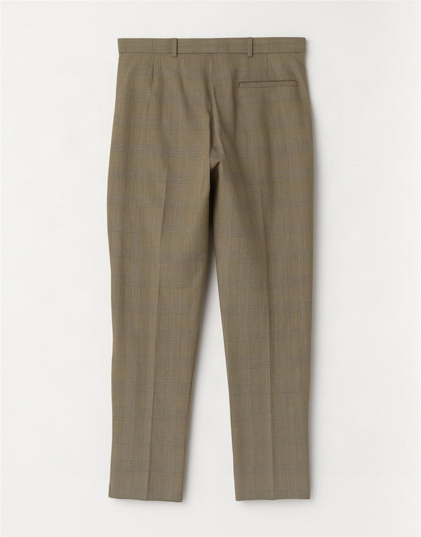 Marks & Spencer Mens Straight Suit Trousers W36 L29 Beige Check Wool