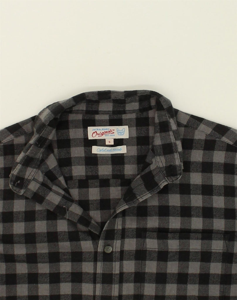 JACK & JONES Mens Flannel Shirt Small Grey Check Cotton | Vintage Jack & Jones | Thrift | Second-Hand Jack & Jones | Used Clothing | Messina Hembry 