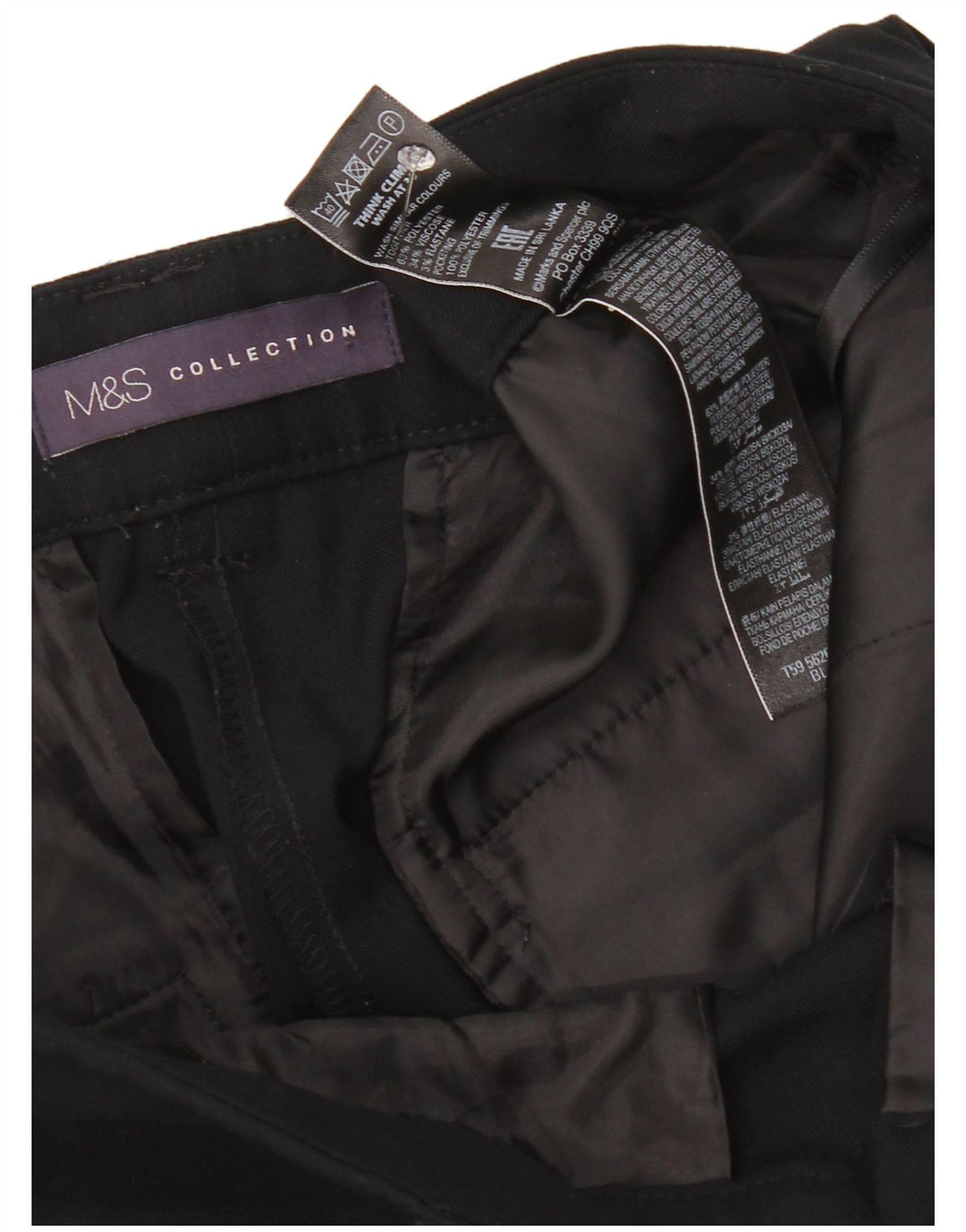 Marks & Spencer Womens Chino Trousers UK 12 Medium W34 L29 Black