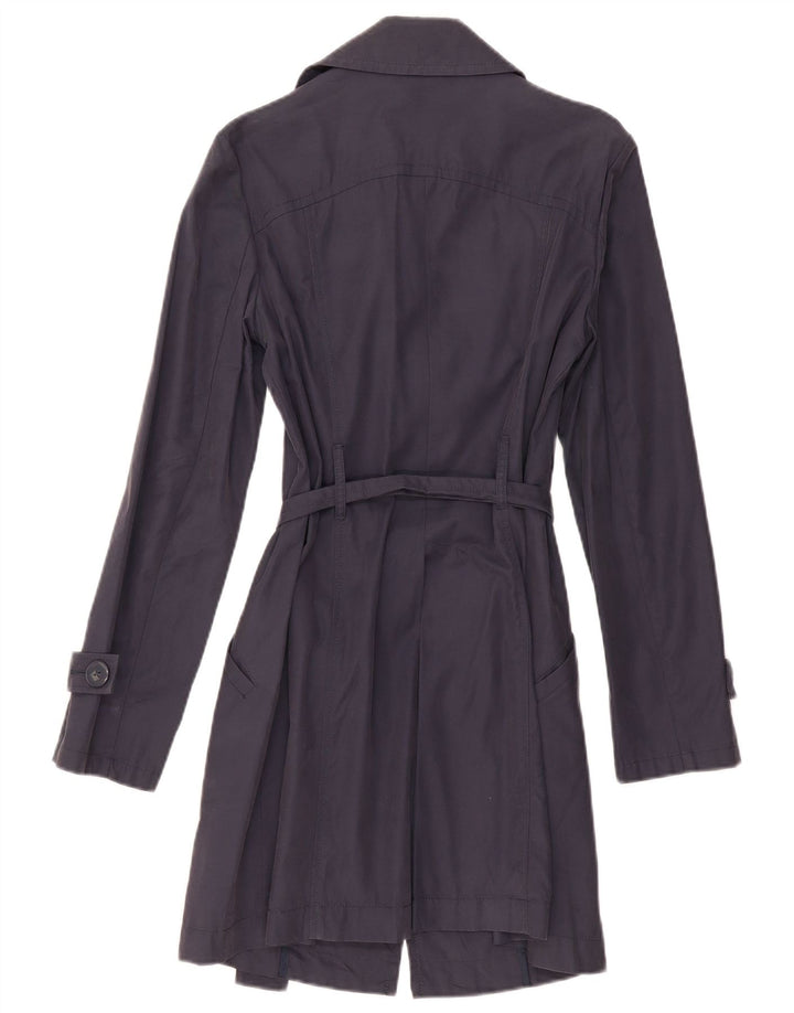 Sisley Womens Trench Coat IT 44 Medium Navy Blue Cotton