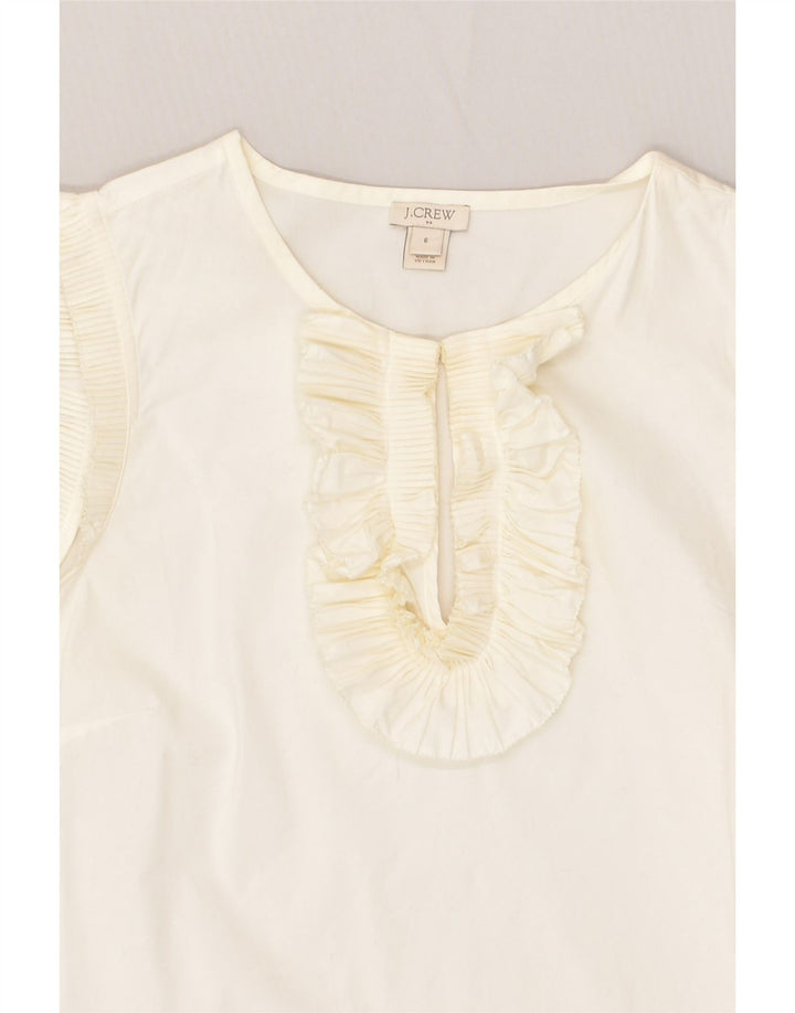 J. CREW Womens Ruffle Front Sleeveless Blouse Top US 6 Medium White Cotton | Vintage J. Crew | Thrift | Second-Hand J. Crew | Used Clothing | Messina Hembry 
