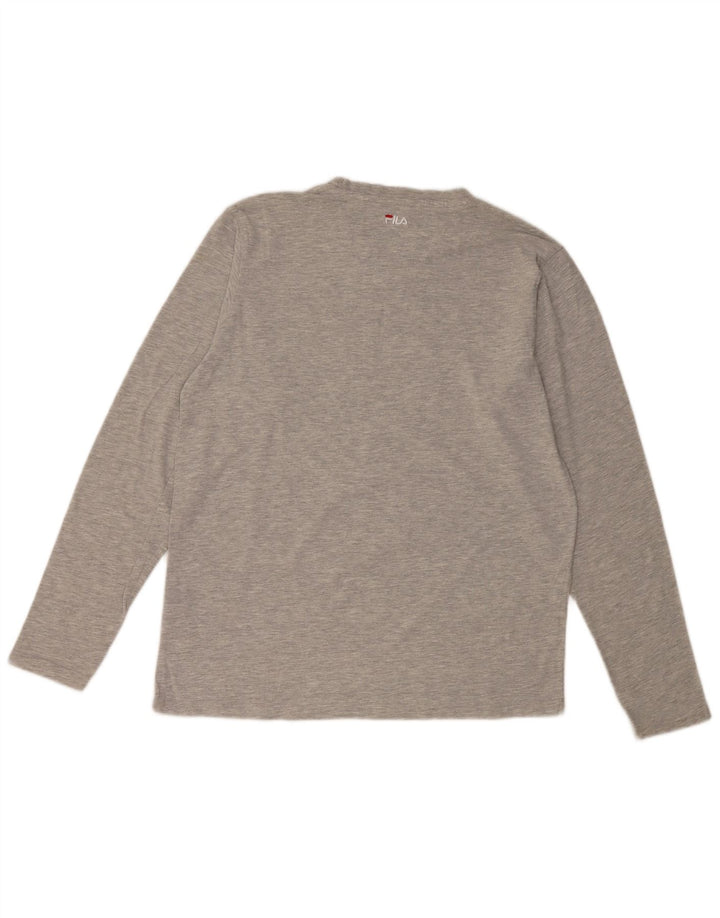 FILA Mens Graphic Top Long Sleeve Medium Grey Cotton