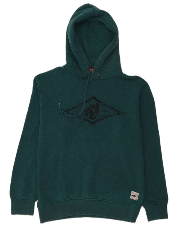 Bear Mens Graphic Hoodie Jumper XL Green Cotton