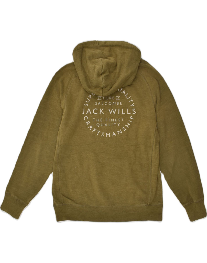 JACK WILLS Mens Graphic Hoodie Jumper Medium Khaki Cotton | Vintage Jack Wills | Thrift | Second-Hand Jack Wills | Used Clothing | Messina Hembry 