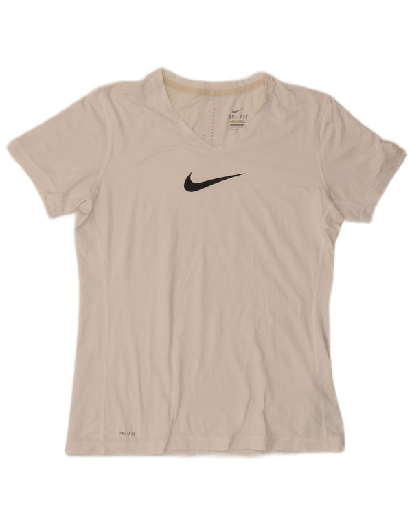 NIKE Womens Dri Fit Graphic T-Shirt Top UK 18 XL White Polyester