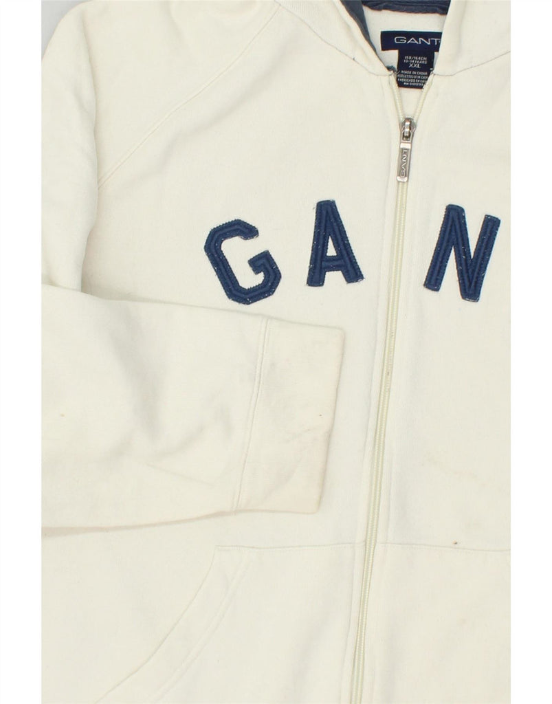 GANT Boys Graphic Zip Hoodie Sweater 13-14 Years 2XL Off White Cotton | Vintage Gant | Thrift | Second-Hand Gant | Used Clothing | Messina Hembry 