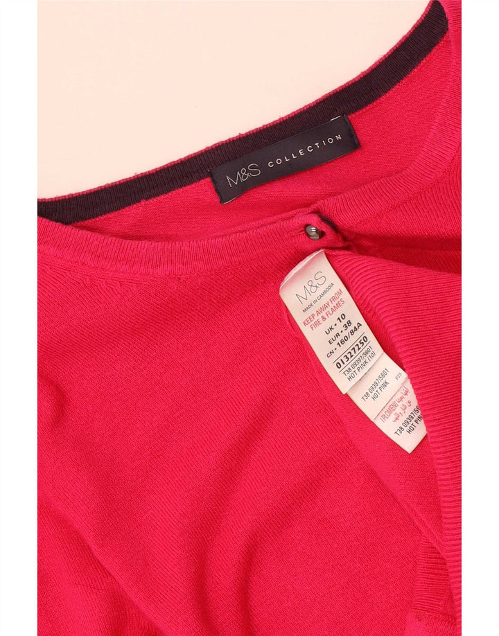 Marks & Spencer Womens Cardigan Sweater UK 10 Small Pink Viscose