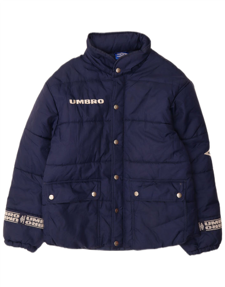 UMBRO Mens Graphic Padded Jacket UK 38 Medium Navy Blue Nylon