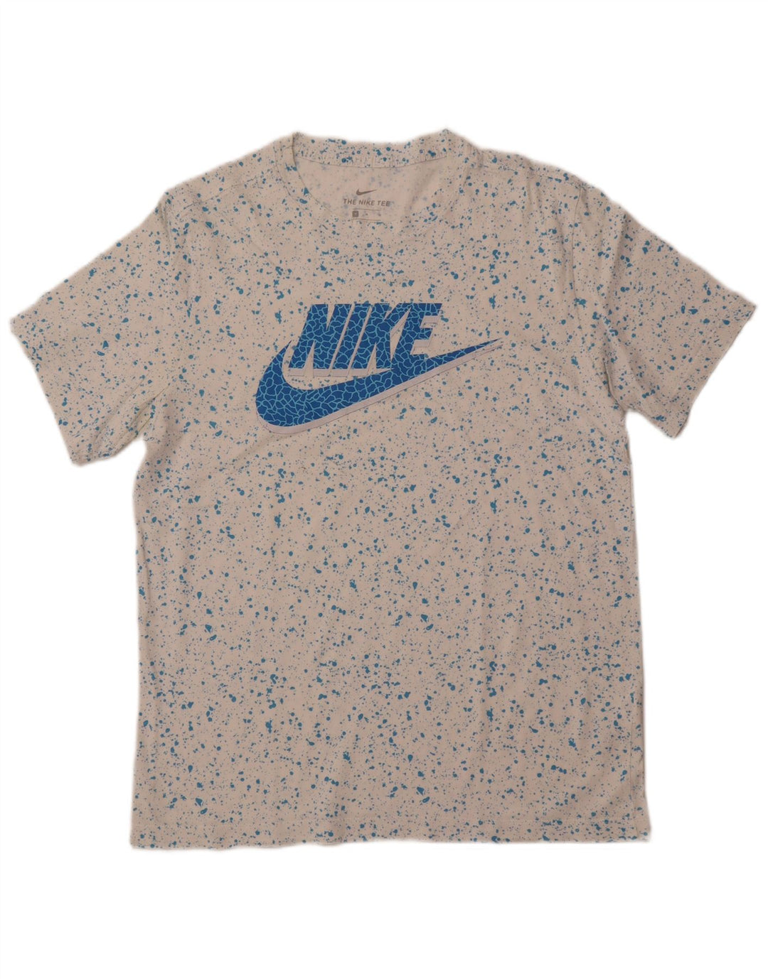 NIKE Mens Graphic T-Shirt Top Medium White Flecked Cotton