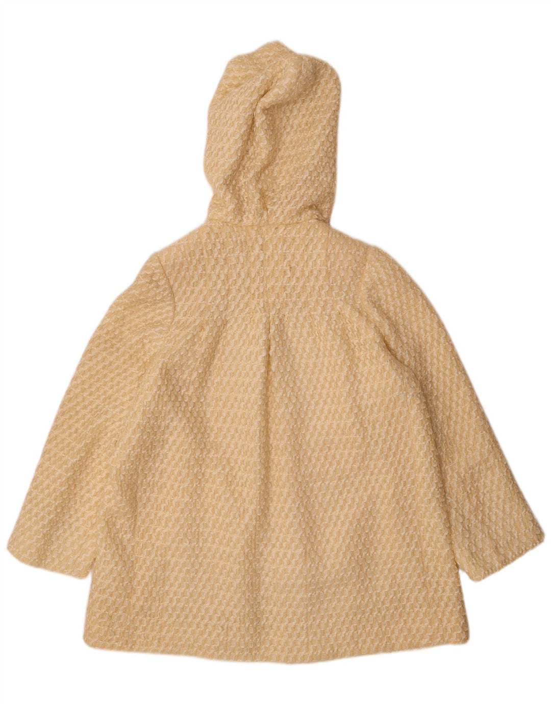 Vintage Womens Hooded Overcoat UK 12 Medium Yellow Striped