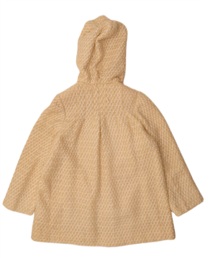 Vintage Womens Hooded Overcoat UK 12 Medium Yellow Striped