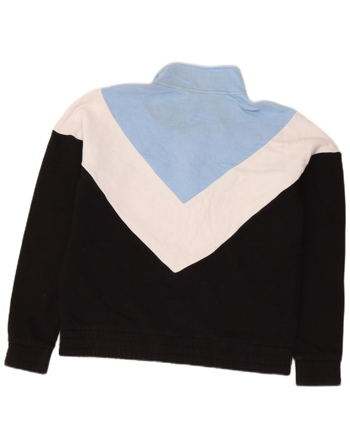 Fila Womens Zip Neck Sweatshirt Jumper UK 14 Medium Black Colourblock
