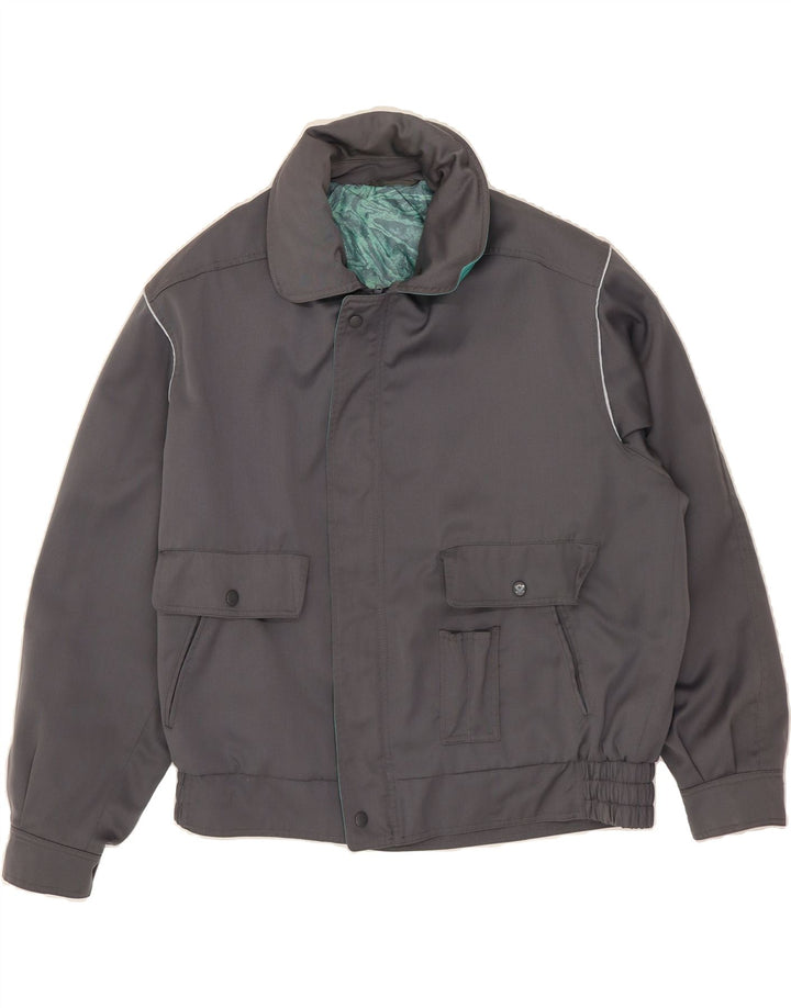 VINTAGE Mens Bomber Jacket IT 54 2XL Grey Wool Vintage Vintage and Second-Hand Vintage from Messina Hembry 