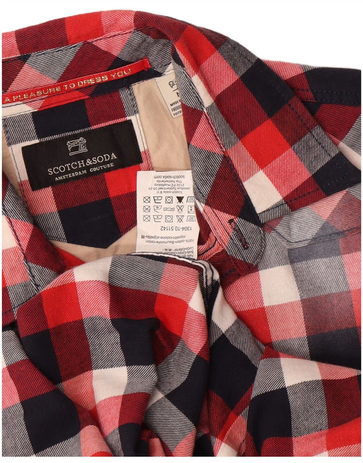 Scotch & Soda Mens Amsterdam Couture Flannel Shirt Medium Red Check Cotton