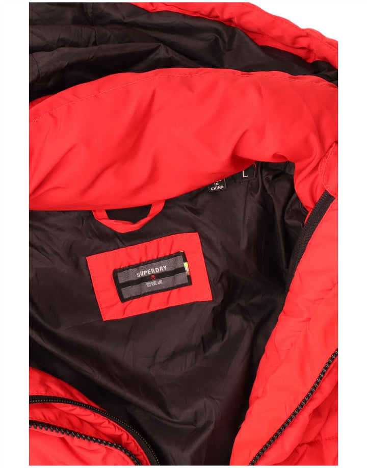 Superdry Mens Hooded Padded Jacket UK 40 Large Red Polyester