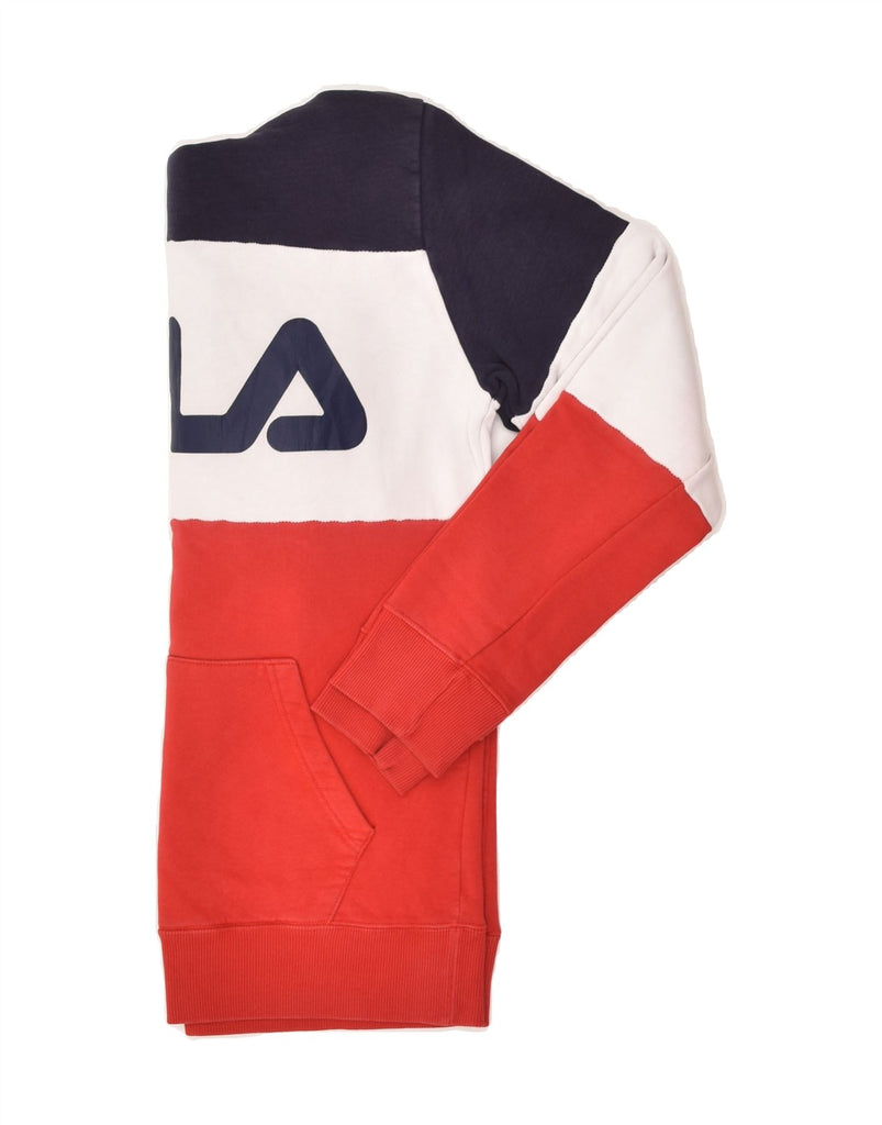 FILA Mens Graphic Hoodie Jumper Small Multicoloured Colourblock Cotton | Vintage Fila | Thrift | Second-Hand Fila | Used Clothing | Messina Hembry 