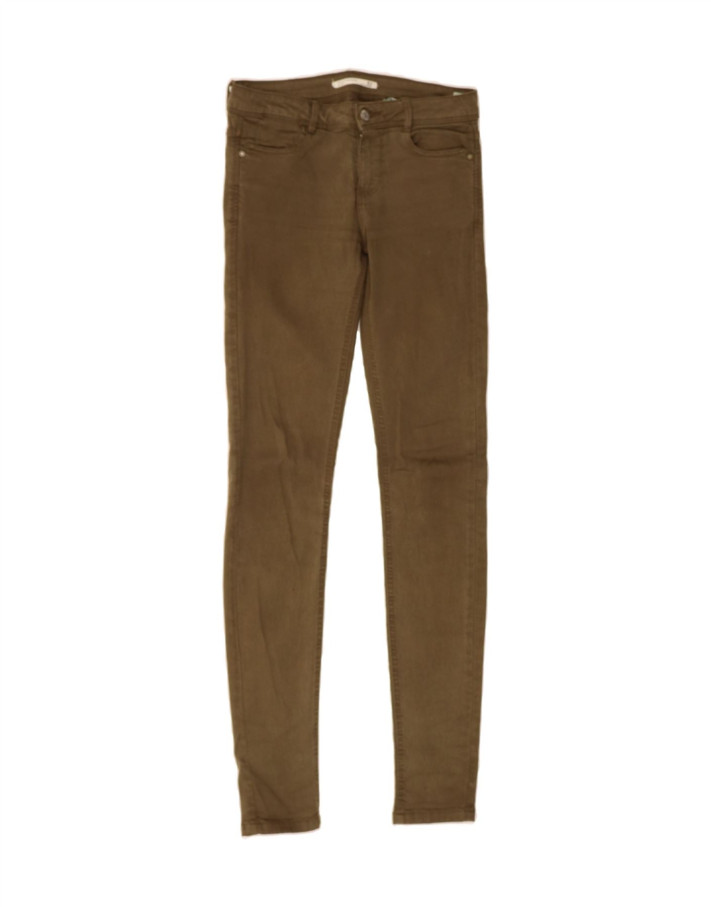 ZARA Womens Skinny Jeans EU 36 XS W28 L32 Khaki Vintage Second