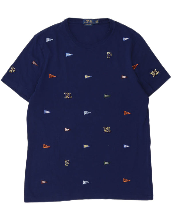 Polo Ralph Lauren Mens Custom Slim Fit Graphic T-Shirt Top Large Navy Blue