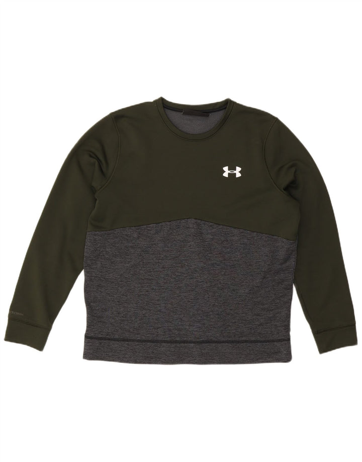 UNDER ARMOUR Womens Cold Gear Sweatshirt Jumper UK 16 Large Khaki