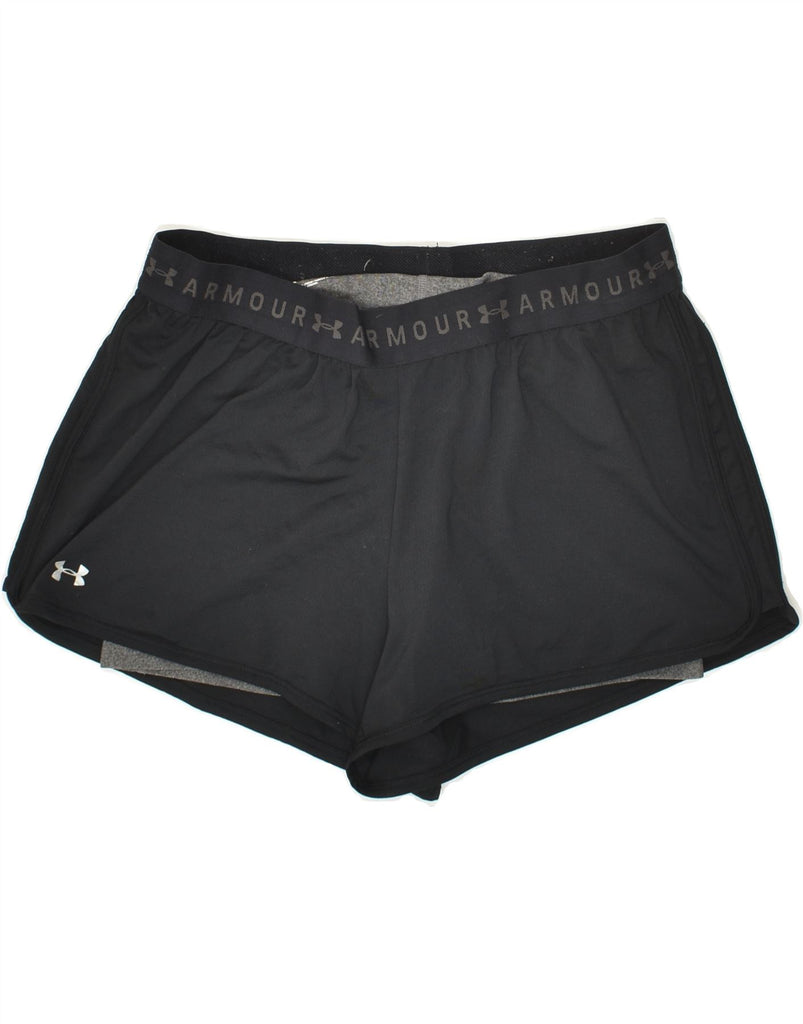 UNDER ARMOUR Womens Heat Gear Sport Shorts UK 14 Medium Black | Vintage Under Armour | Thrift | Second-Hand Under Armour | Used Clothing | Messina Hembry 