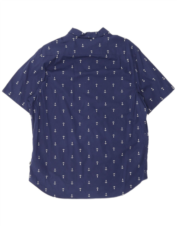 Nautica Mens Stretch Short Sleeve Abstract Pattern Shirt Large Navy Blue
