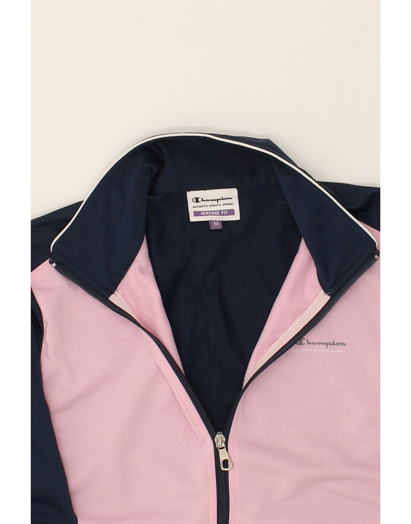 CHAMPION Womens Heritage Fit Tracksuit Top Jacket UK 14 Medium Navy Blue | Vintage Champion | Thrift | Second-Hand Champion | Used Clothing | Messina Hembry 