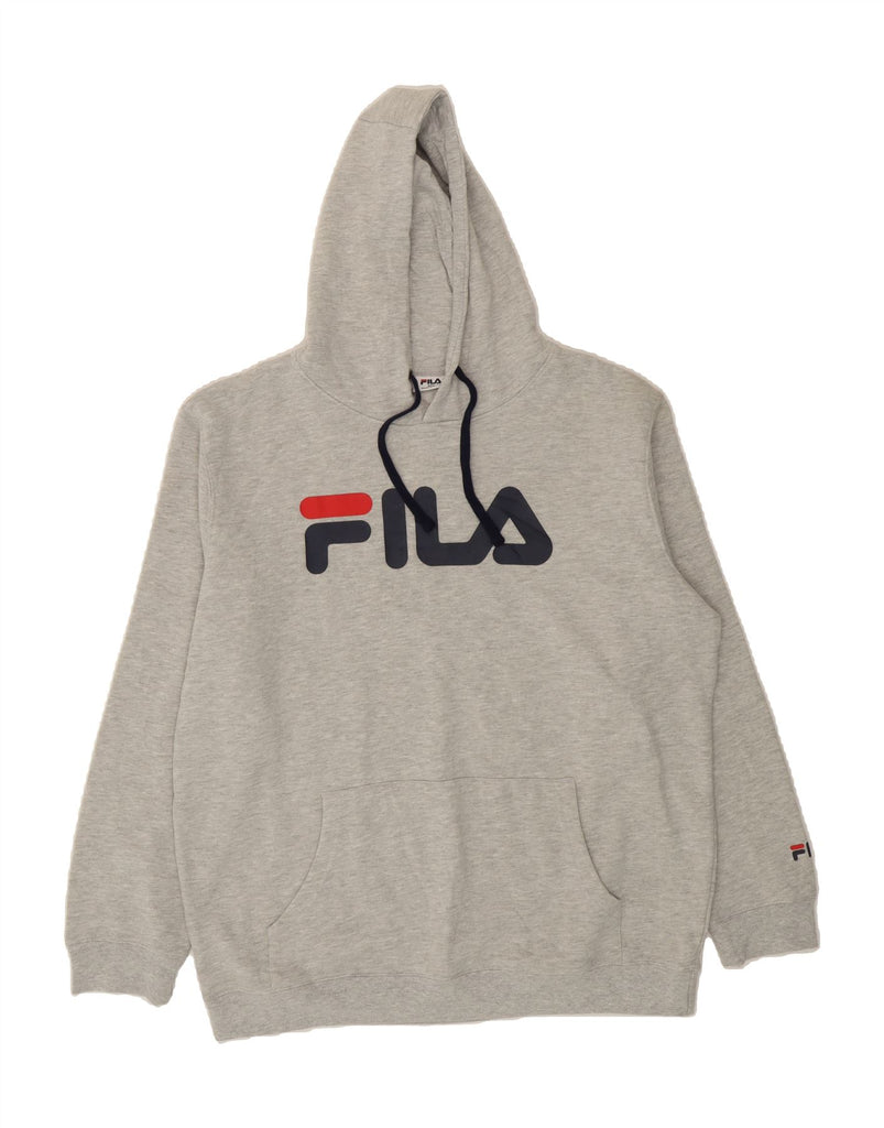 FILA Mens Graphic Hoodie Jumper 2XL Grey Cotton Vintage Fila and Second-Hand Fila from Messina Hembry 