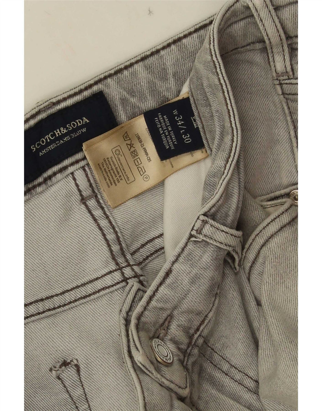 Scotch & Soda Mens Slim Jeans W34 L30 Grey Cotton