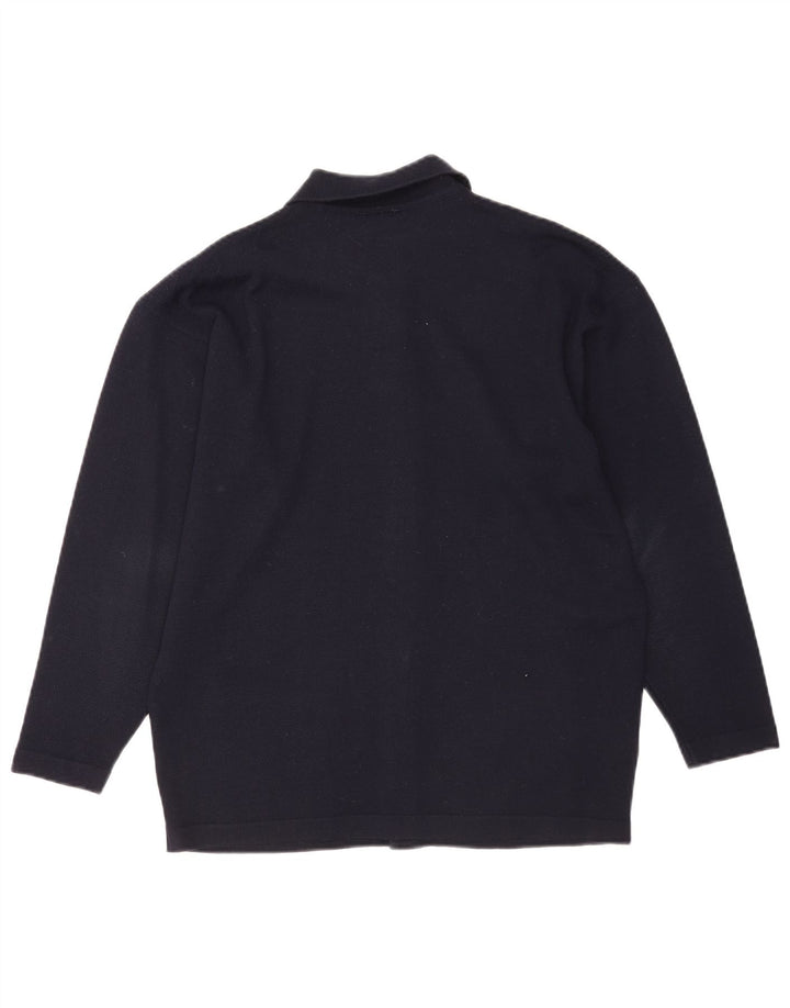 Lacoste Mens Cardigan Sweater Size 4 Medium Navy Blue Wool