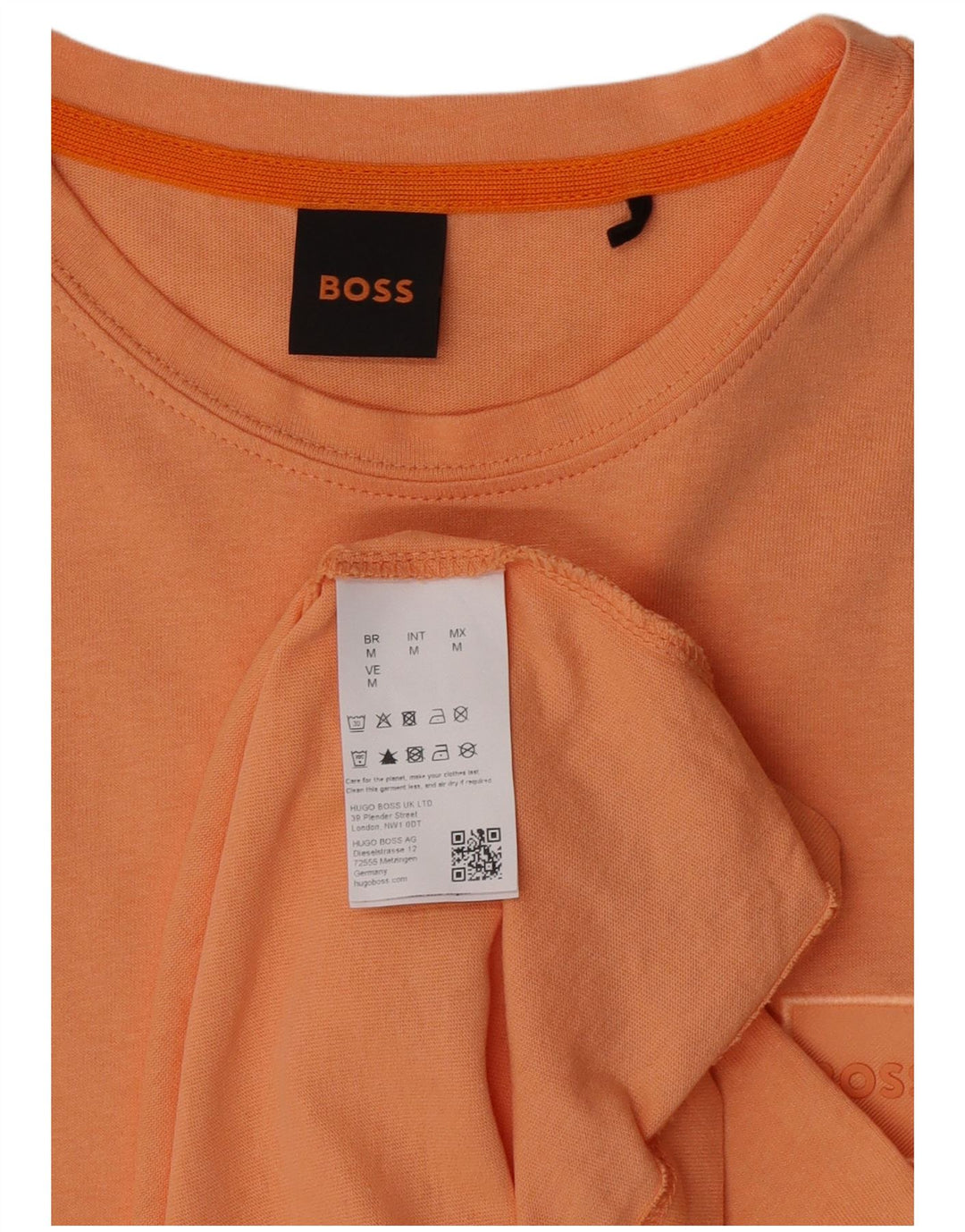 Hugo Boss Mens T-Shirt Top Medium Orange Cotton