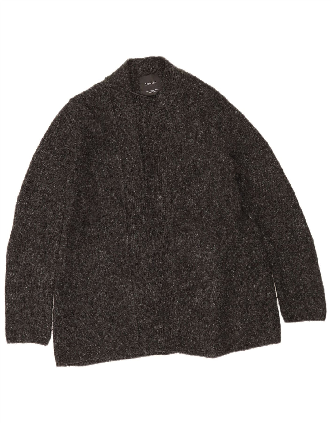 Zara Womens Open Cardigan Sweater UK 14 Medium Grey