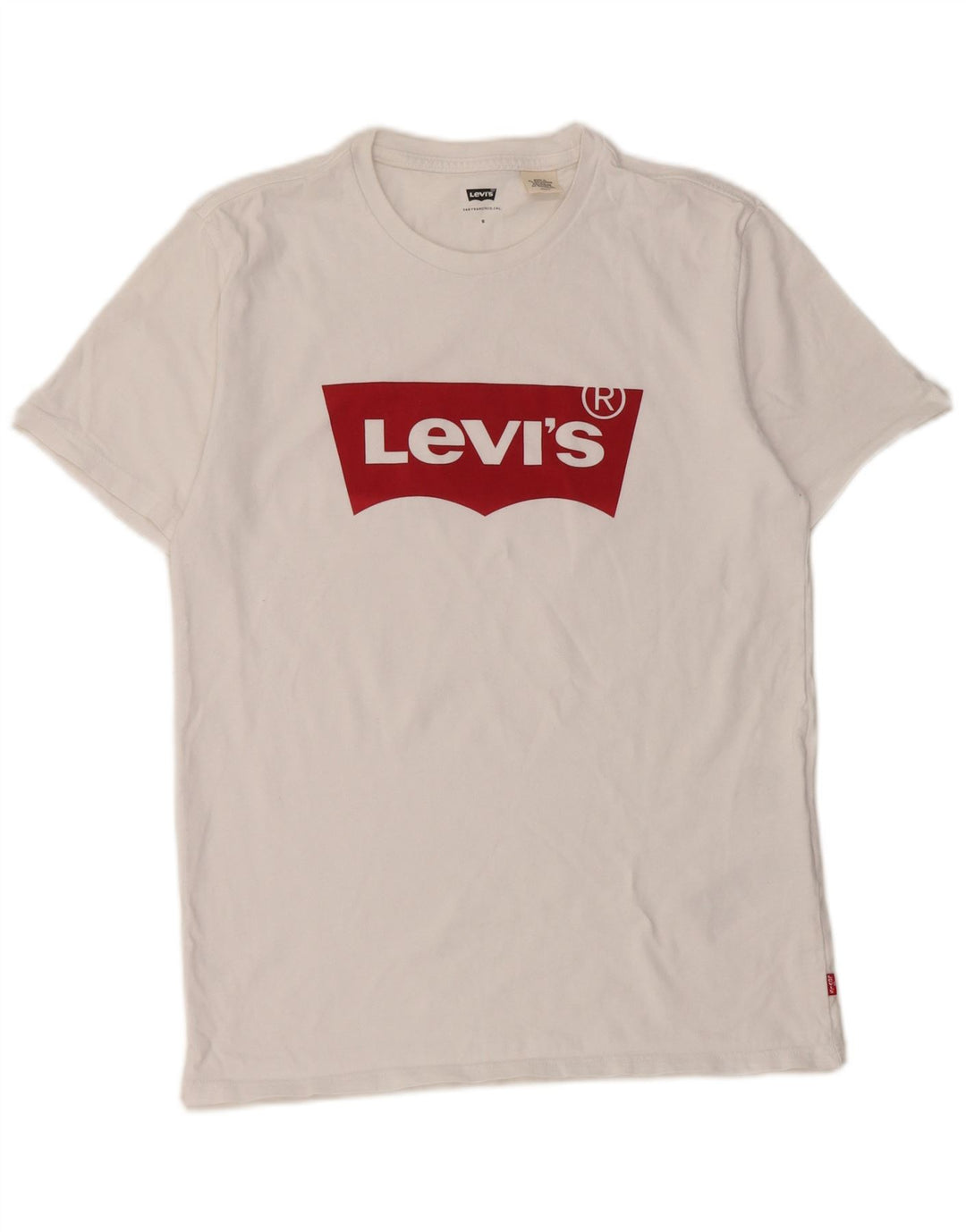 Levi's Womens Graphic T-Shirt Top UK 10 Small White Cotton