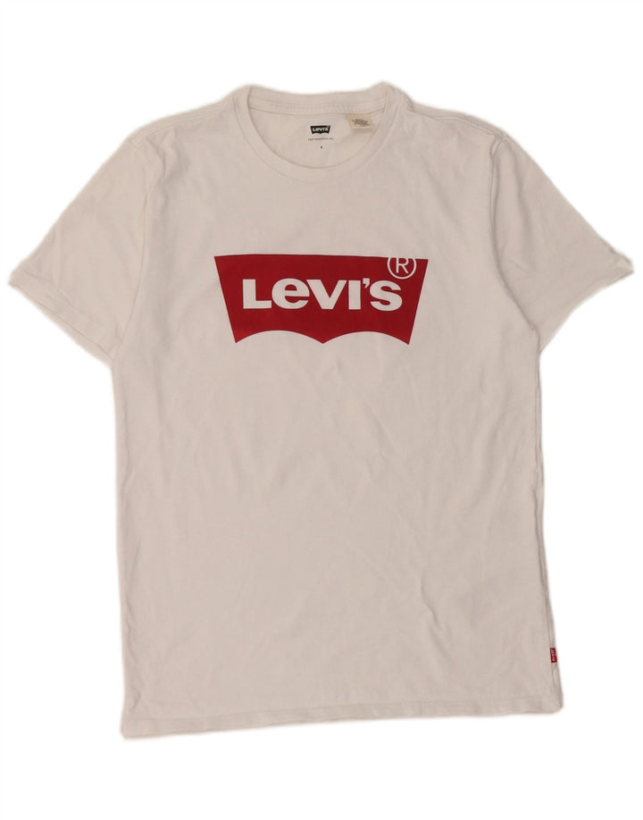 Levi's Womens Graphic T-Shirt Top UK 10 Small White Cotton