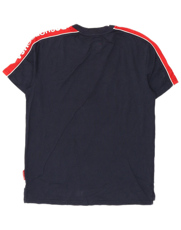 DC Mens Graphic T-Shirt Top Small Navy Blue Colourblock