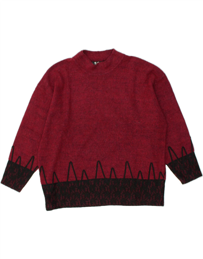 VINTAGE Womens Turtle Neck Jumper Sweater UK 14 Medium Red Colourblock | Vintage Vintage | Thrift | Second-Hand Vintage | Used Clothing | Messina Hembry 