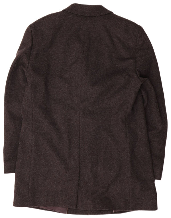 Hugo Boss Mens Overcoat EU 54 2XL Grey Wool