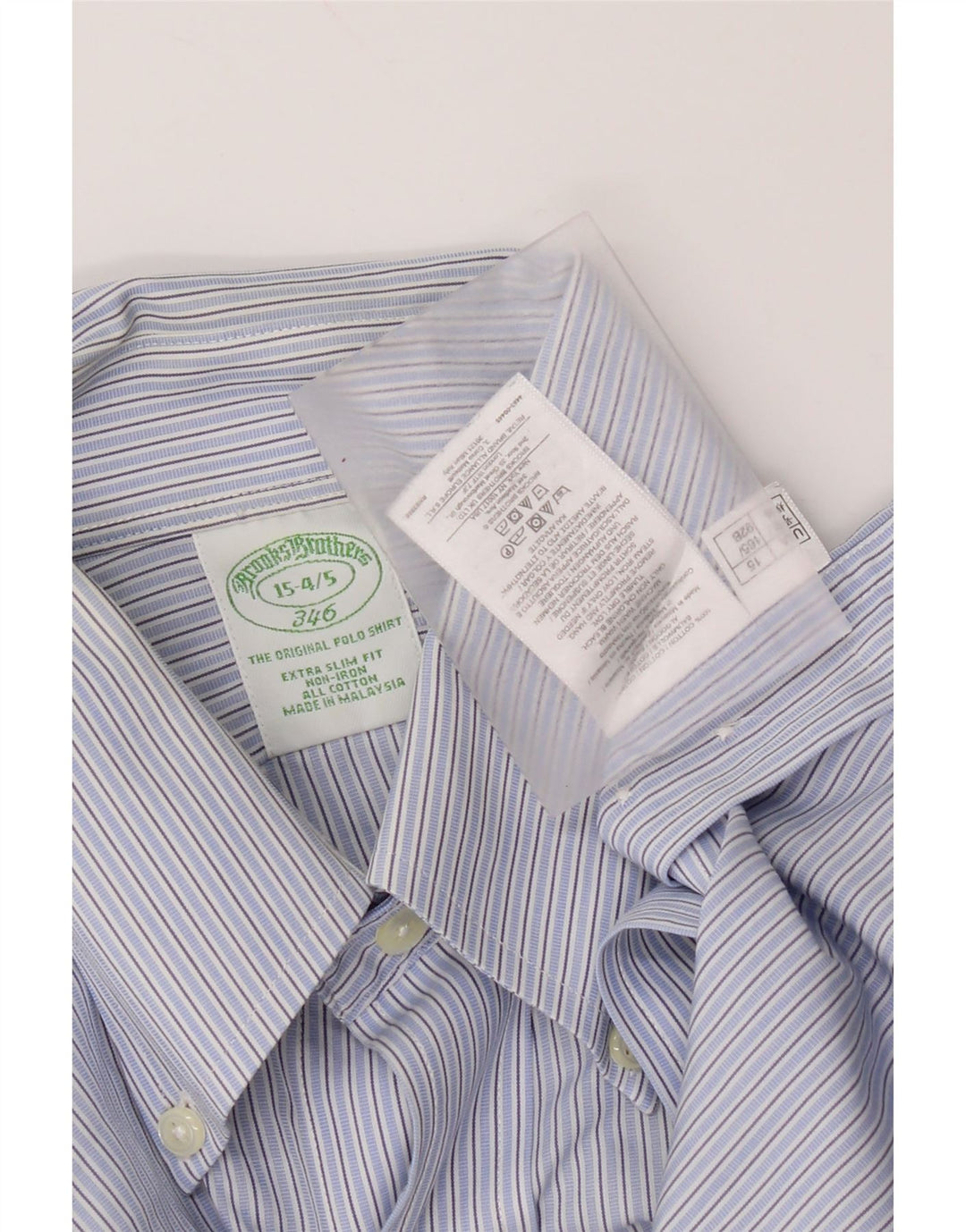Brooks Brothers Mens 346 Shirt Size 15 Medium Blue Striped Cotton