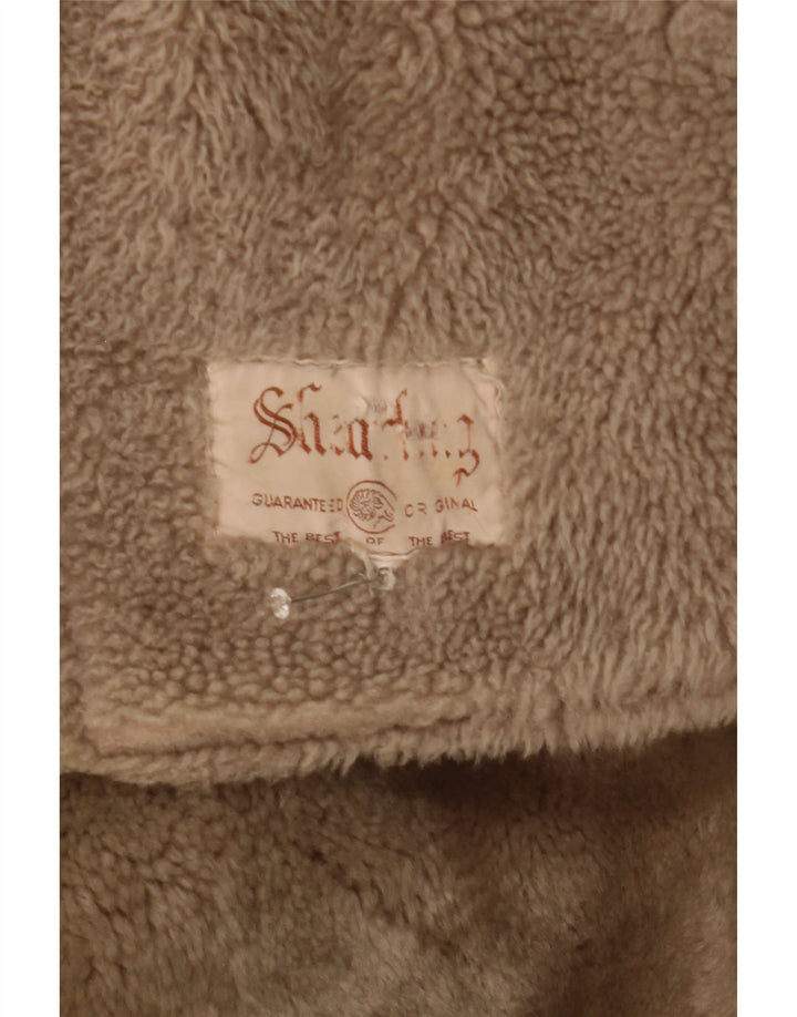 Vintage Womens Shearling Jacket IT 46 Large Beige Shearling