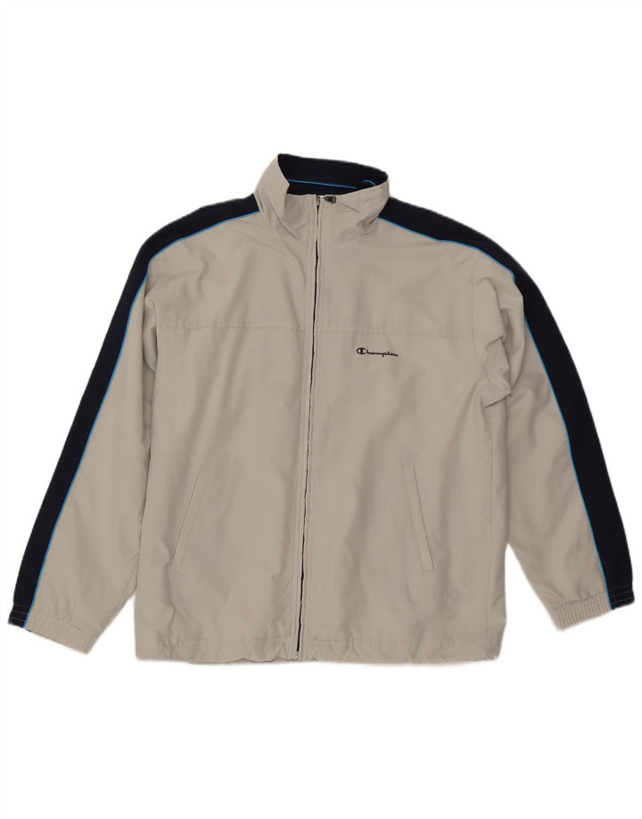 CHAMPION Mens Tracksuit Top Jacket Medium White Colourblock Polyester