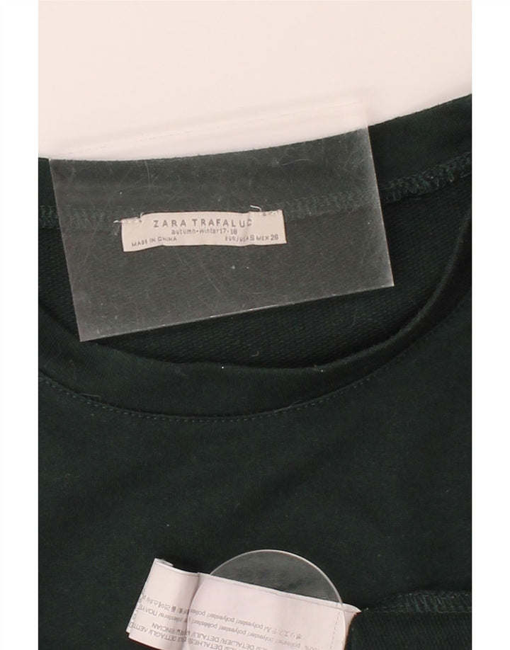 ZARA Womens Top Long Sleeve UK 10 Small Green Polyester Vintage Zara and Second-Hand Zara from Messina Hembry 