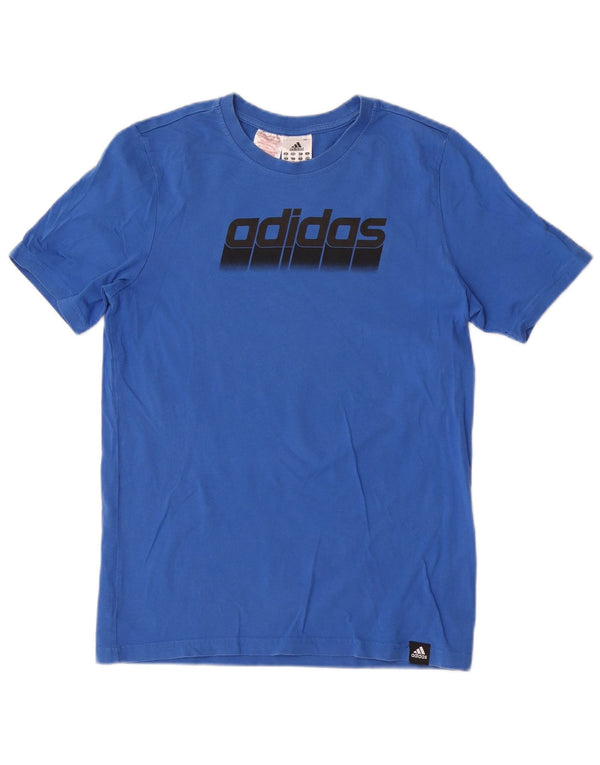Adidas Boys Graphic T-Shirt Top 13-14 Years Blue Cotton