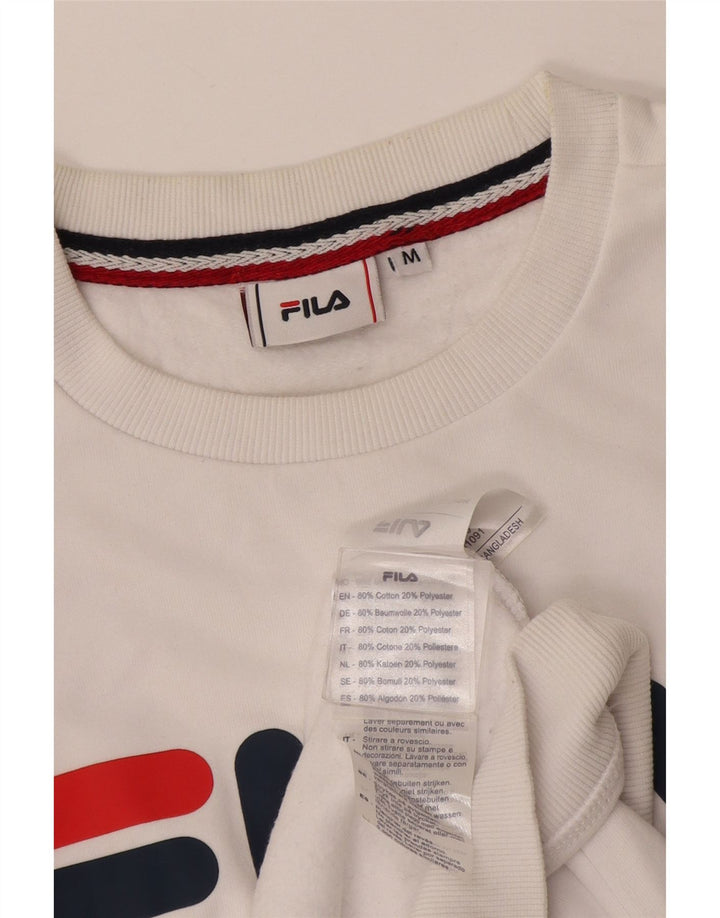 Fila Mens Graphic Sweatshirt Jumper Medium White Cotton