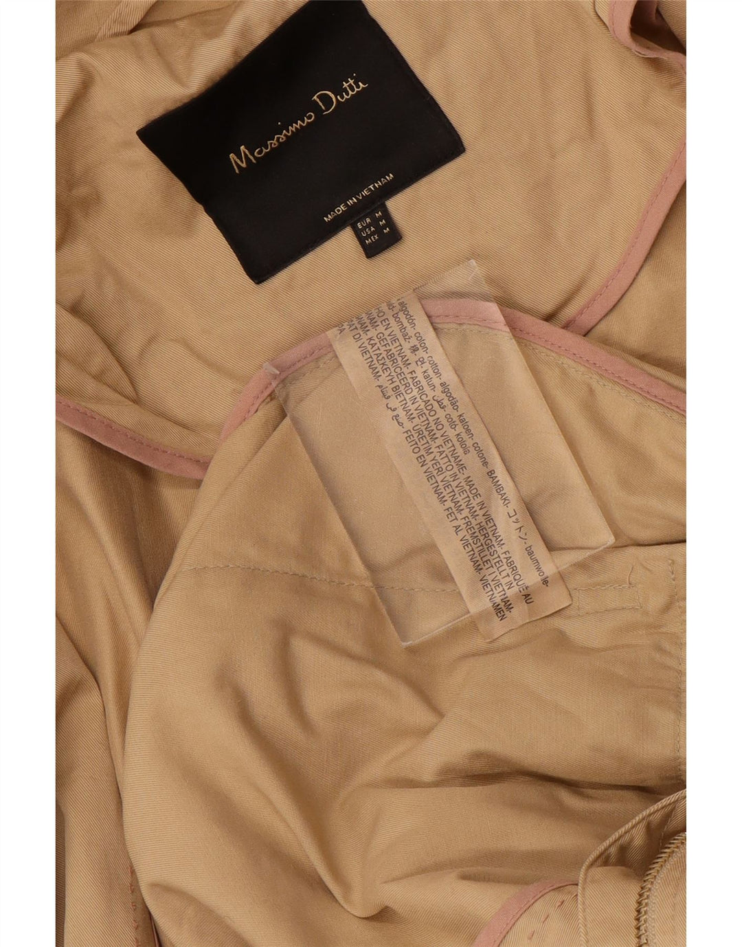 MASSIMO DUTTI Womens Hooded Parka Jacket UK 14 Medium Beige Cotton