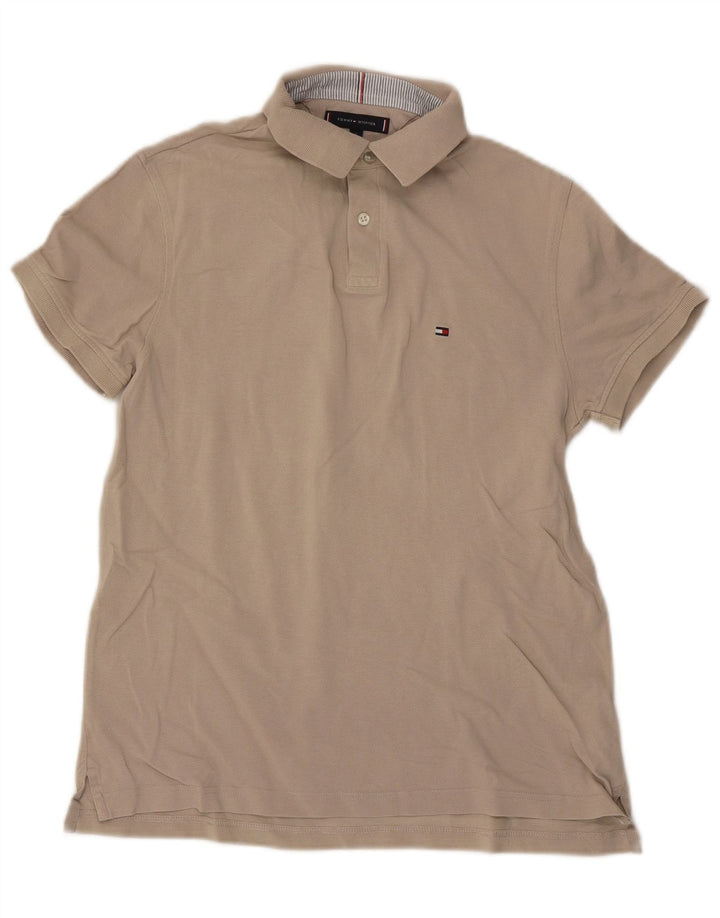 Tommy Hilfiger Mens Regular Fit Polo Shirt Small Beige Cotton