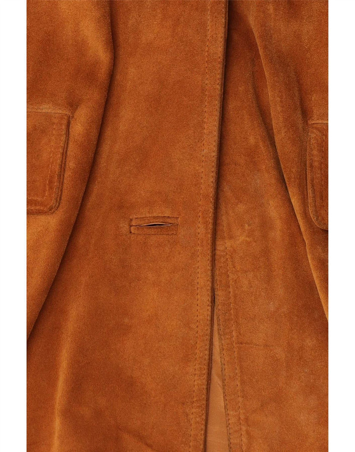 Antica Pelleria Womens Suede Jacket IT 46 Large Beige Leather