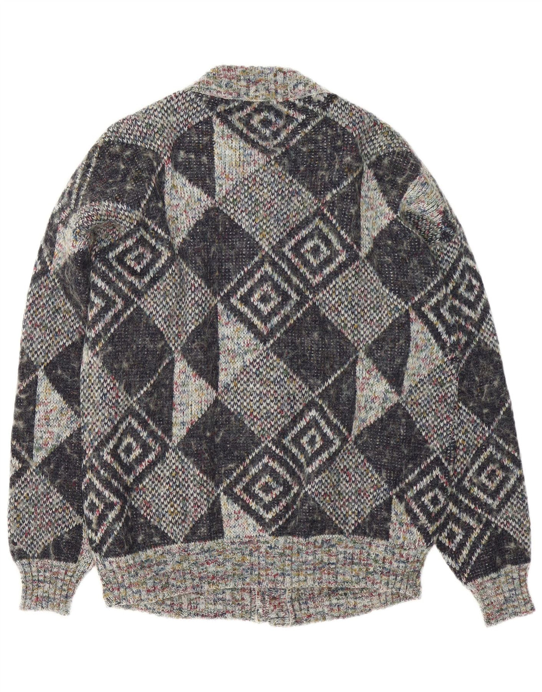 Gala Mens Cardigan Sweater XL Grey Geometric