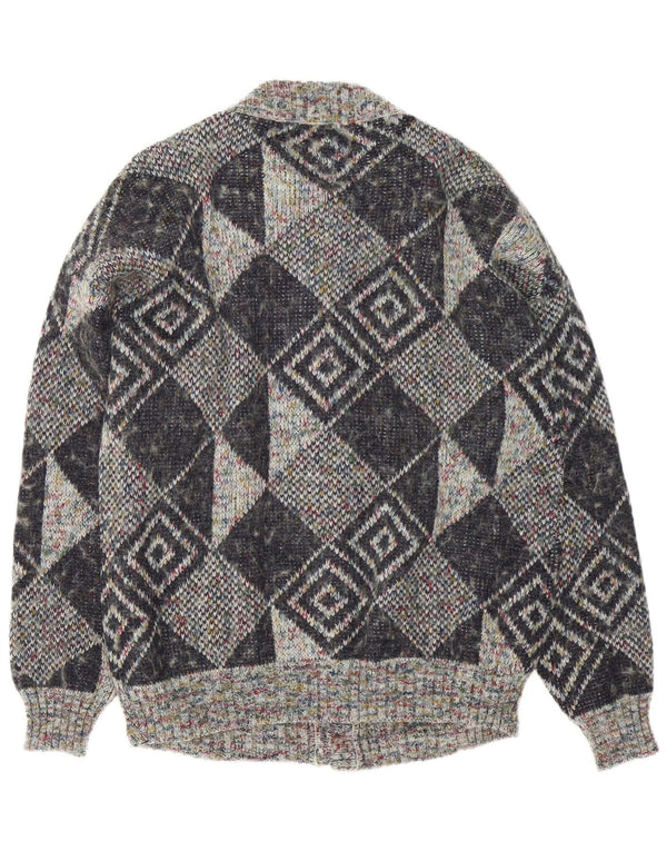 Gala Mens Cardigan Sweater XL Grey Geometric